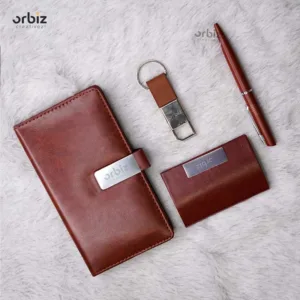Customized Corporate Gift Set – Notepad, Metal Pen, Keychain & Card Holder