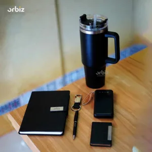 Premium Customized Corporate Gift Set – Notepad, Tumbler Bottle, Pen, Keychain, Power Bank & Card Holder